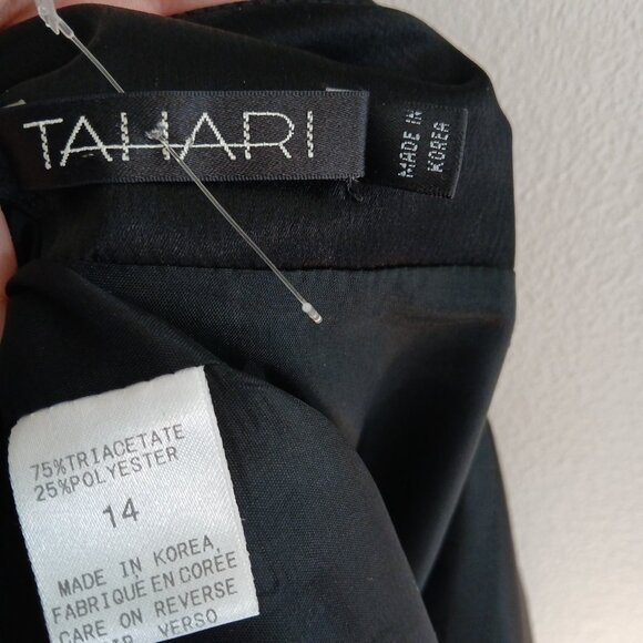 Tahari Black Satin Full Length Formal Gown--Size 14 - Picture 5 of 6
